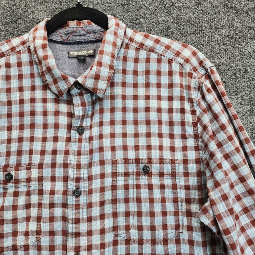 Toad&Co Men's Organic Cotton Gingham Plaid Shirt Outdoor Workwear Sustainable L